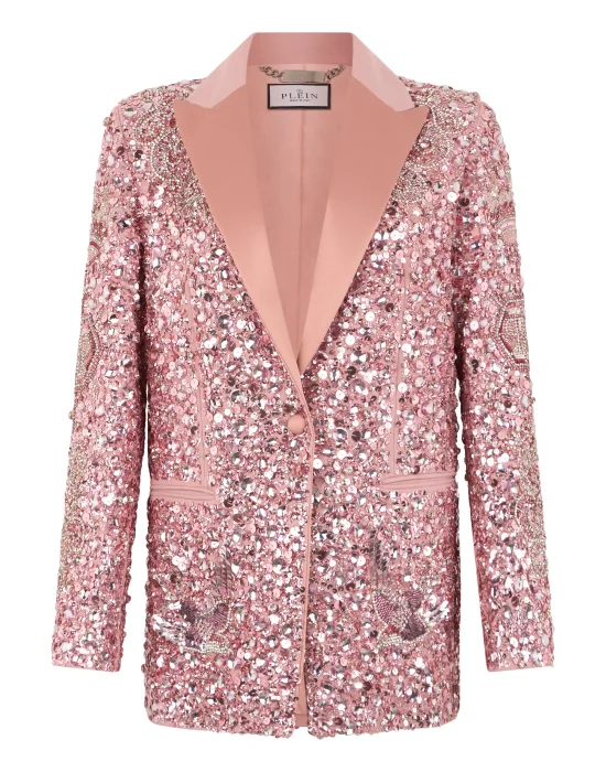 Boyfriend's Fit Blazer Butterfly Tattoo Paillettes