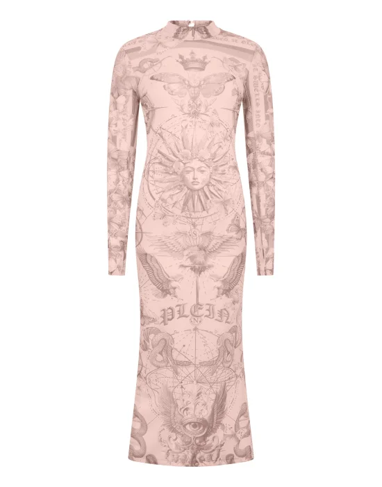Tulle Maxi Dress Open Back Butterfly Tattoo