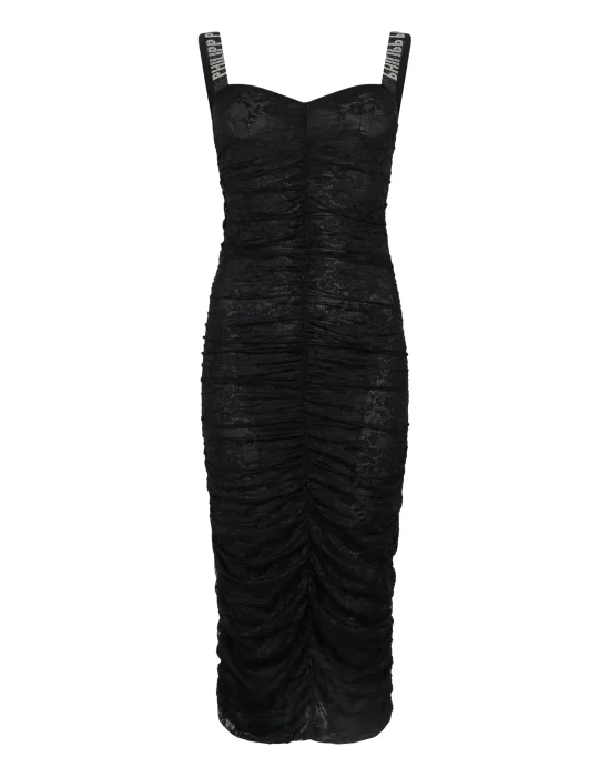 Wrinkled Lace Long Dress