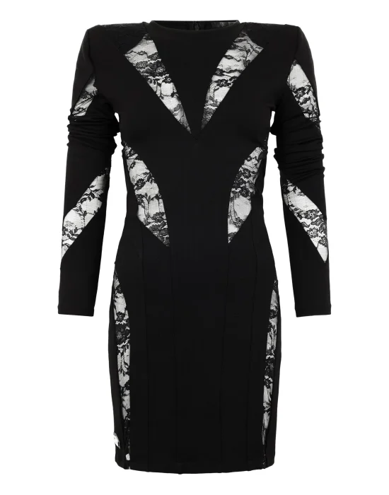 Multicutting Long Sleeve Mini Dress Lace