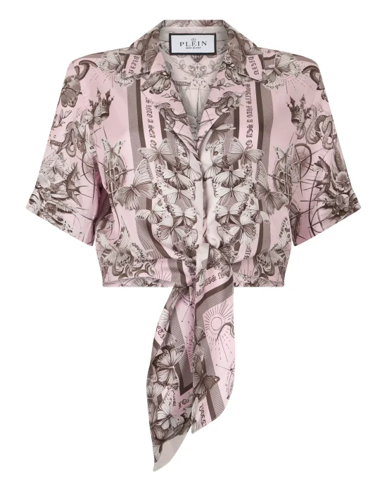 Cropped Bow Shirt Butterfly Tattoo