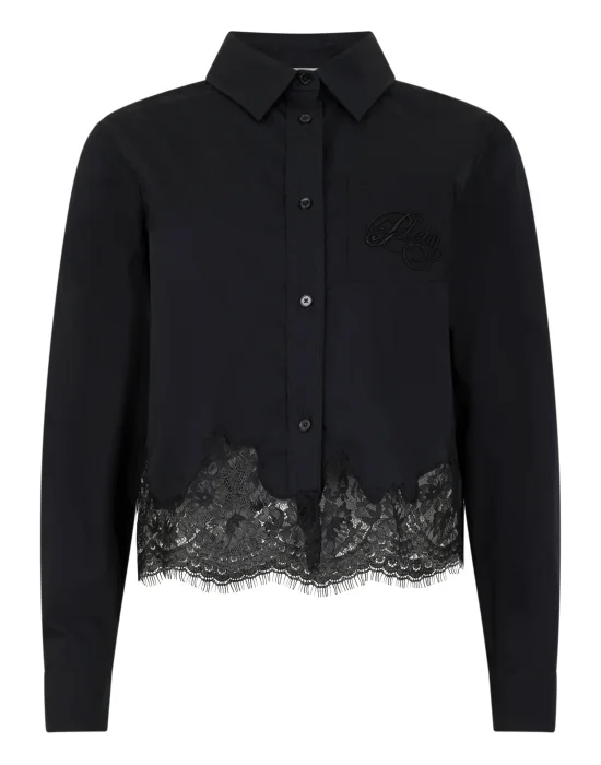Popeline Cropped Shirt Lace