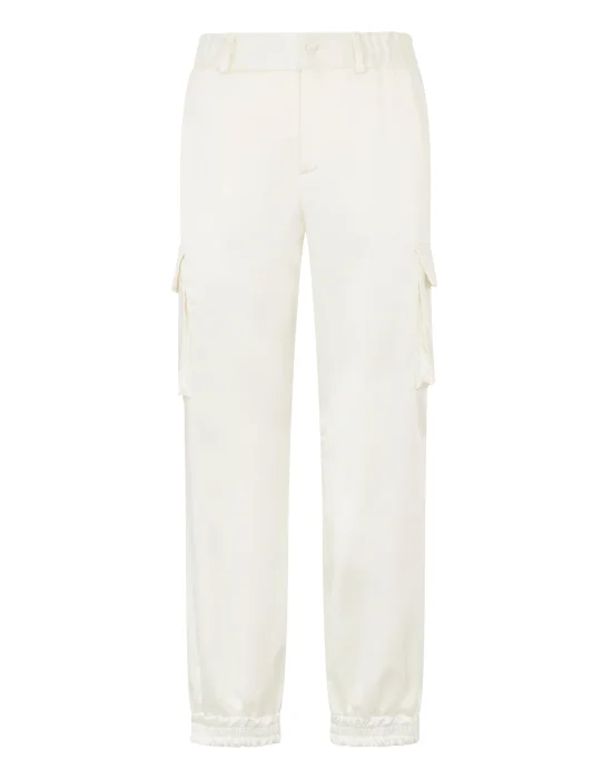 Satin Cargo Fit Drawstring Trousers