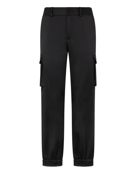 Satin Cargo Fit Drawstring Trousers