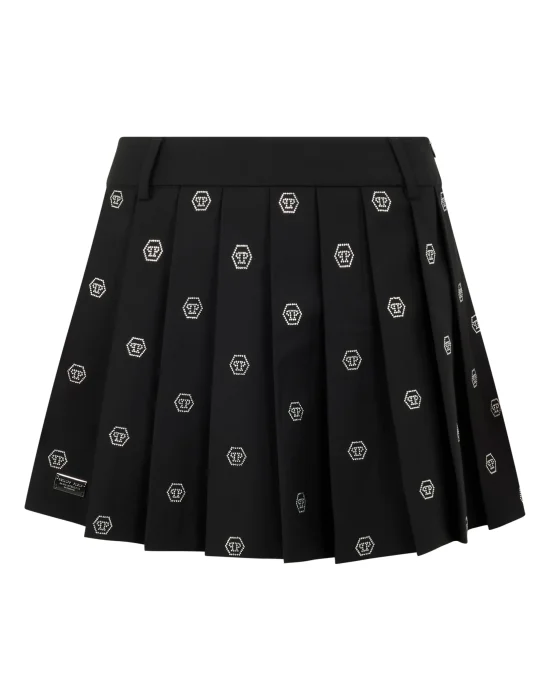 Pleated Mini Skirt Small Monogram Strass Monogram Strass