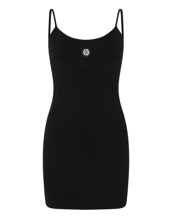 Cotton Rib Short Tank Dress Crystal Hexagon
