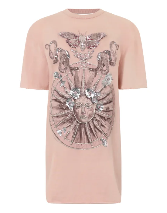 Open Back T-Shirt Dress Butterfly Tattoo