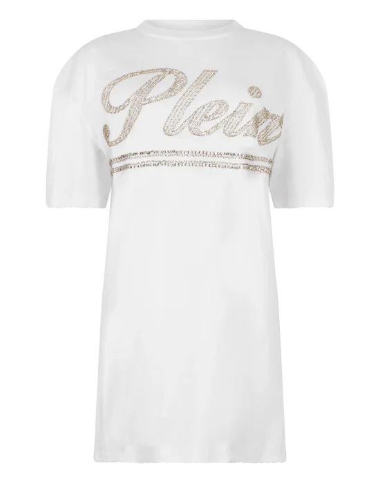 Open Back T-Shirt Dress Strass Signature