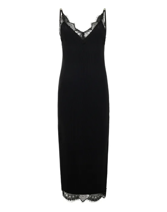 Shiny Rib Maxi Tank Dress Lace