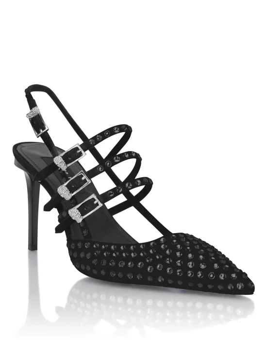 Suede Slingbacks Skull Belts 9