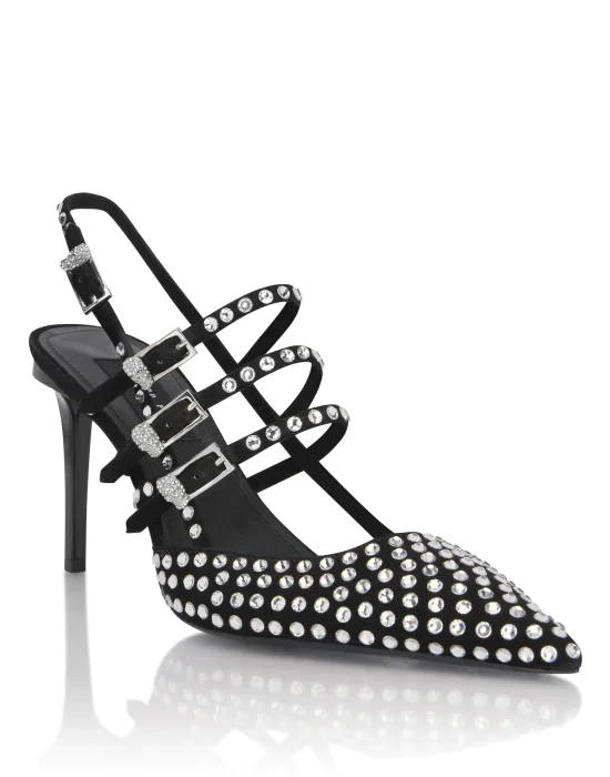 Suede Slingbacks Skull Belts 9