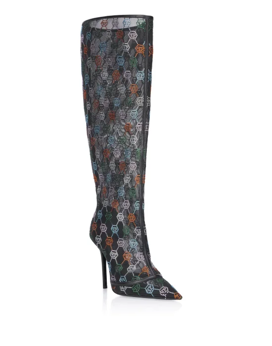 Mesh High Boots Monogram Strass 11