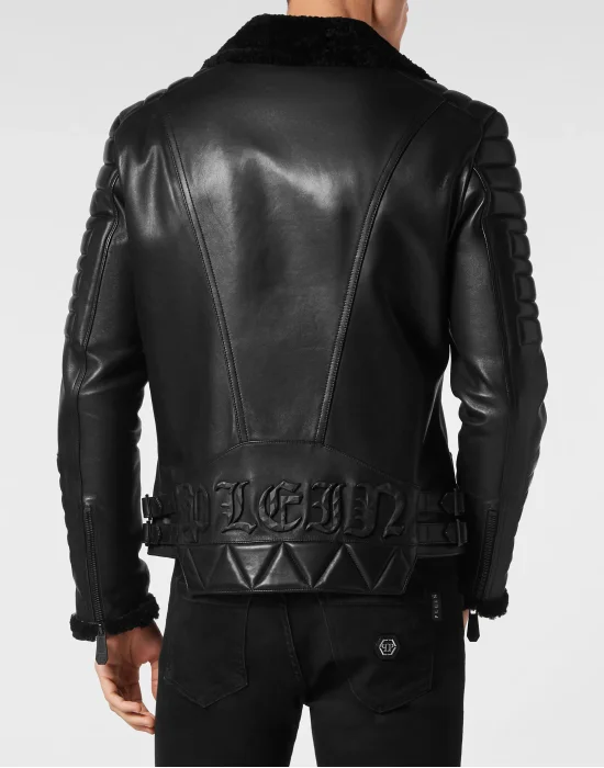 Shearling Leather Biker Gothic Plein