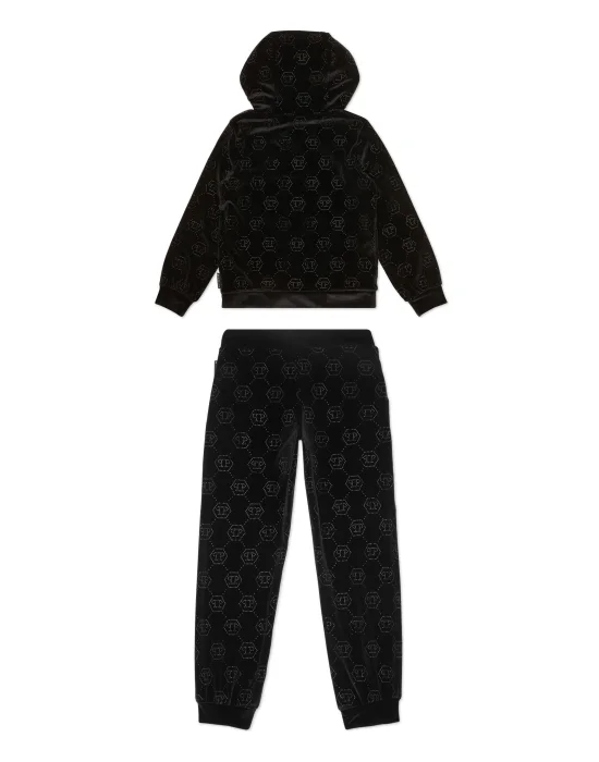 Chenille Jogging Set Hoodie/Trousers Strass Monogram