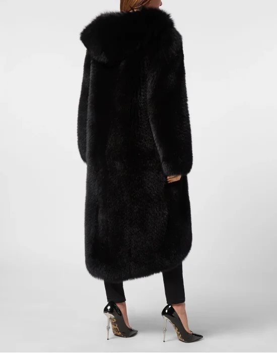Fox Fur Oversize Coat Long