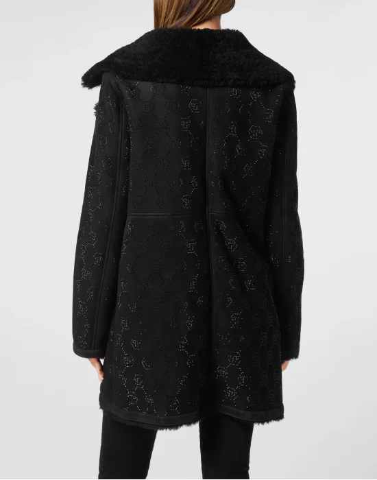 Shearling Oversize Coat Strass Monogram