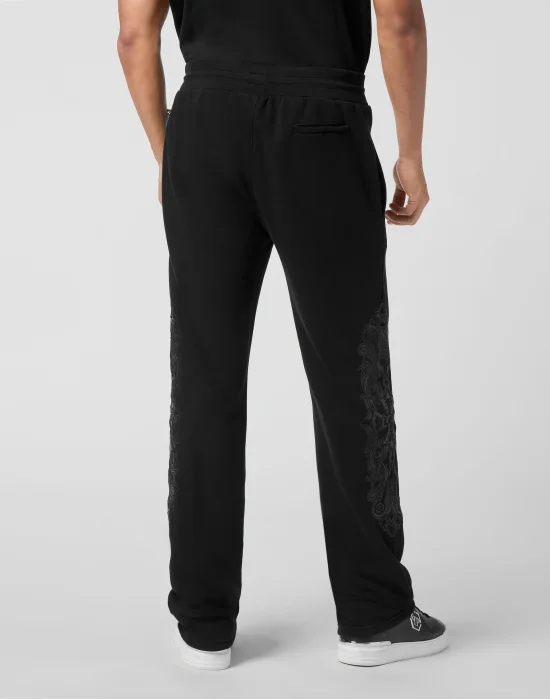 Jogging Pants with Leather Inserts Chrome Crest