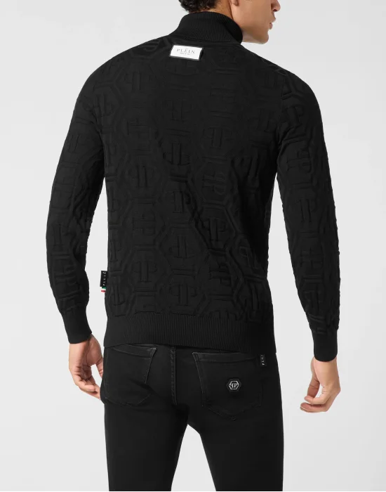 Merino Wool and Silk Turtleneck Monogram