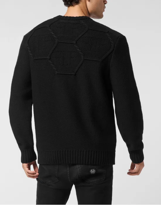 Lambswool Round Neck Pullover Monogram Hexagon