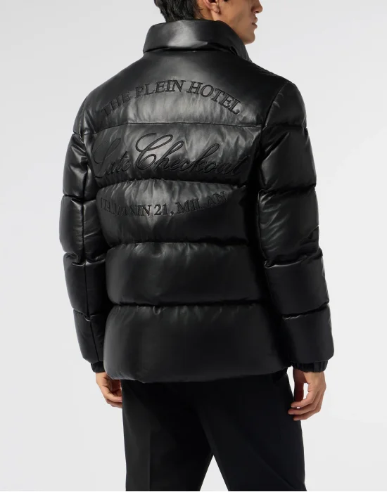 Leather Puffer Jacket Late Checkout