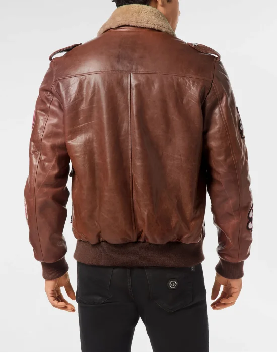Nappa Leather and Shearling Aviator Jacket Beers
