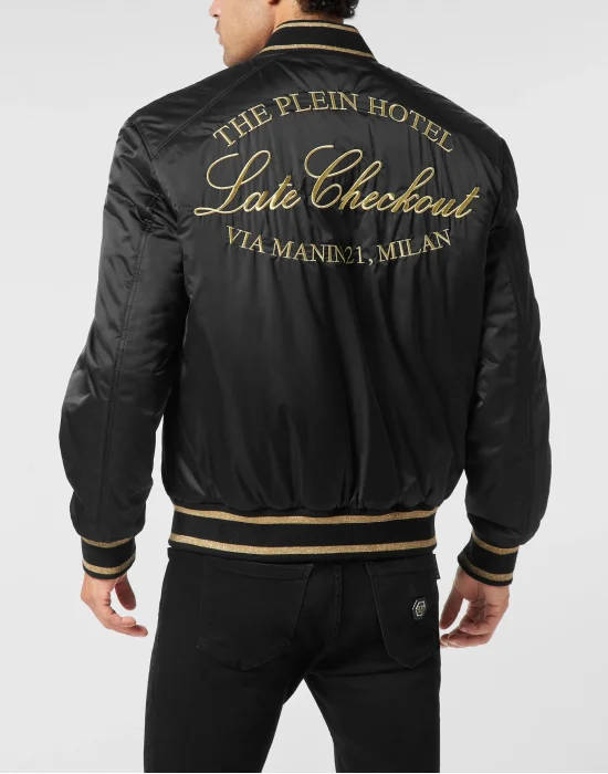 Satin Bomber Jacket Contrast Late Checkout