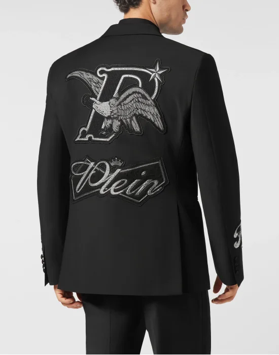 Straight Regular Fit Blazer Beers Patches