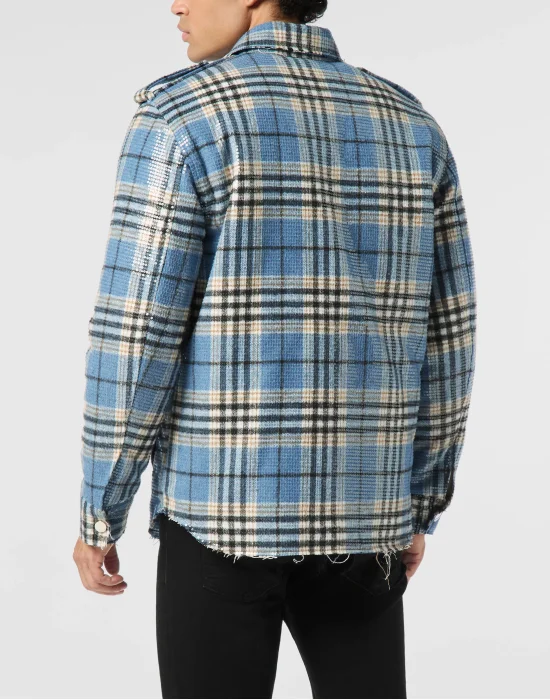 Destroyed Tartan Overshirt Pailletes