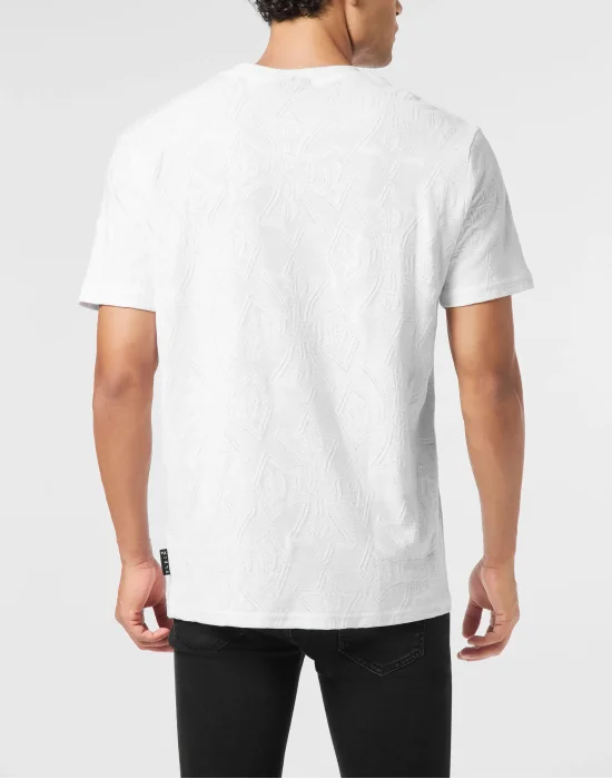 Round Neck Jacquard T-Shirt Crest