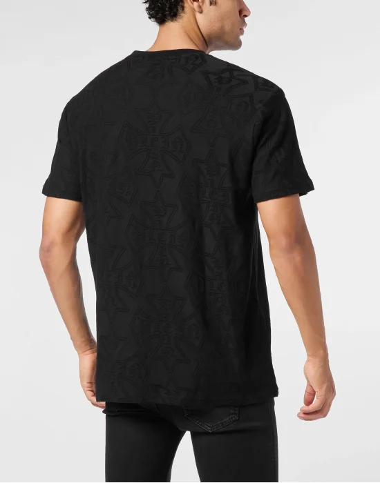 Round Neck Jacquard T-Shirt Crest