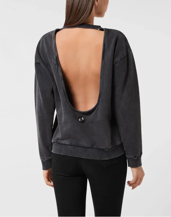 Open Back Roundneck Sweatshirt Love Plein