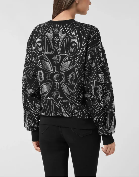 Fleece Sweatshirt Gothic Plein Strass