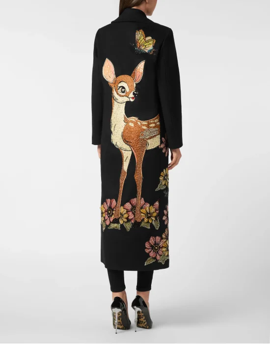 Double-Breasted Embroidered Long Coat Fairy