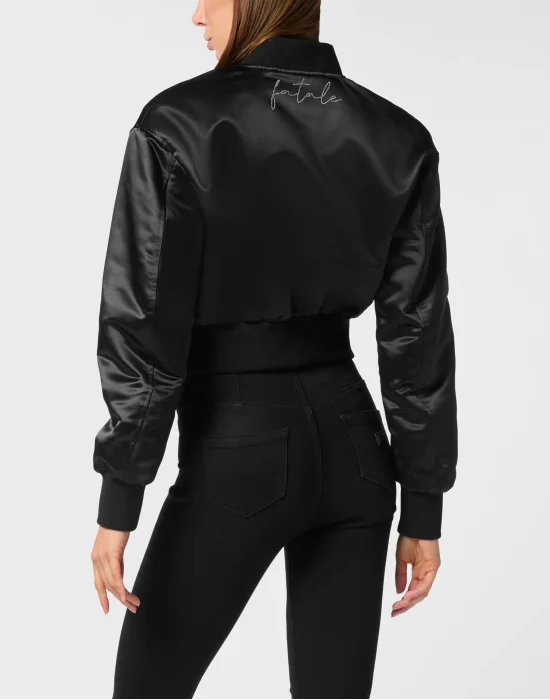 Nylon Cropped Bomber Fatale