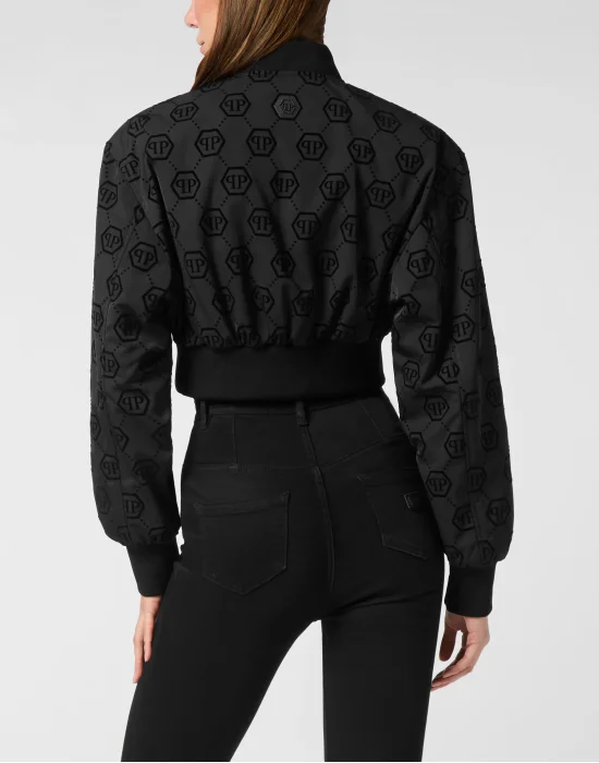 Cropped Bomber Jacket Flock Monogram