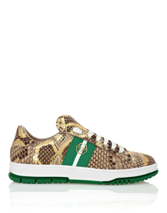 Python Leather Low Top Sneakers Stripes
