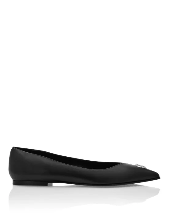 Nappa Leather Ballerina Flats Crystal Fatale