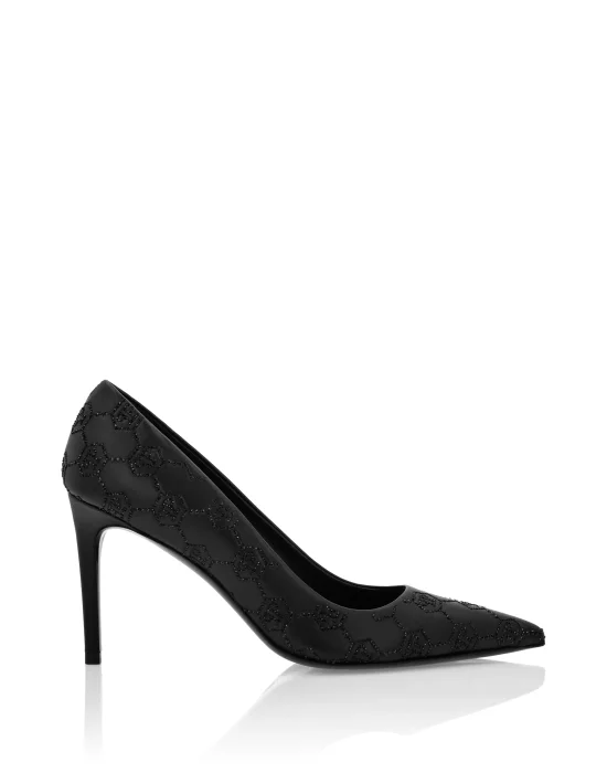 Mid Heel Pumps Monogram Strass