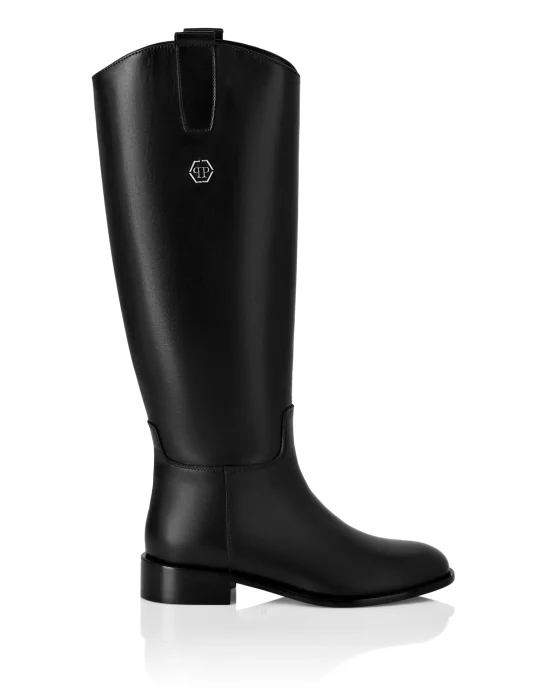 Mid Flat Horsebit Boots Hexagon