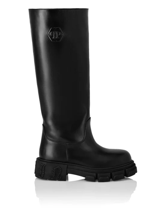Leather High Boots Gothic Plein