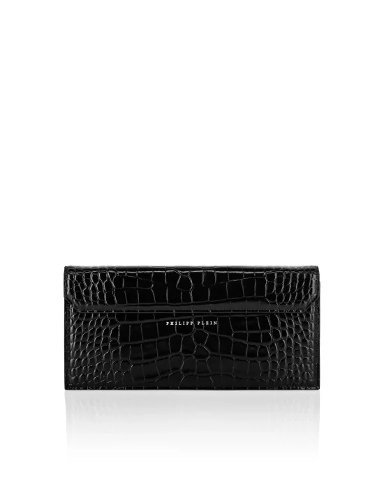 Crocco Embossed Leather Baguette Handle Bag Skull