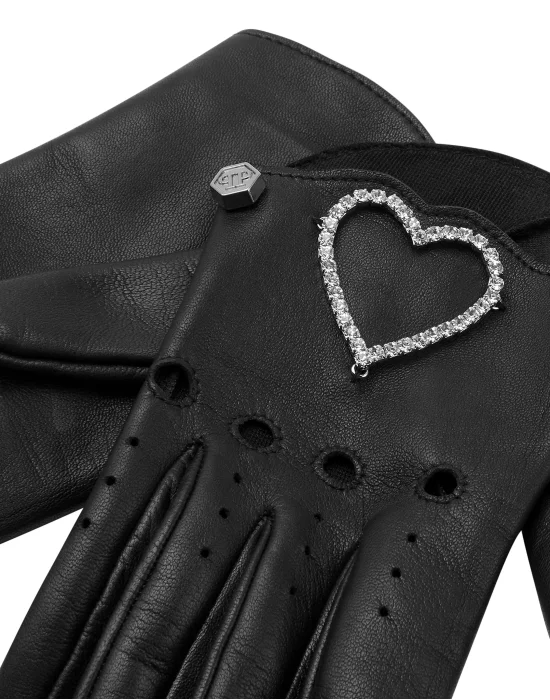 Strass Nappa Mid-Gloves Heart