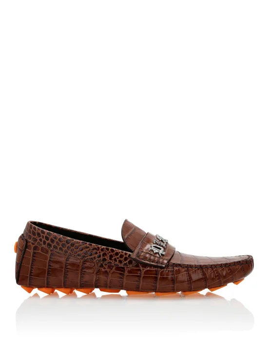 Printed Crocco Leather Drivers Shoes