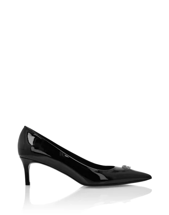 Patent Low Plein Heel Decollete Skull