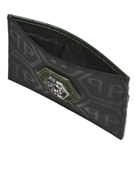 Nylon and Leather Cardholder Monogram