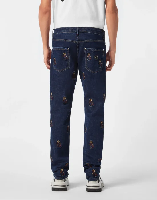Super Straight Cut Denim Trousers Teddy All-over