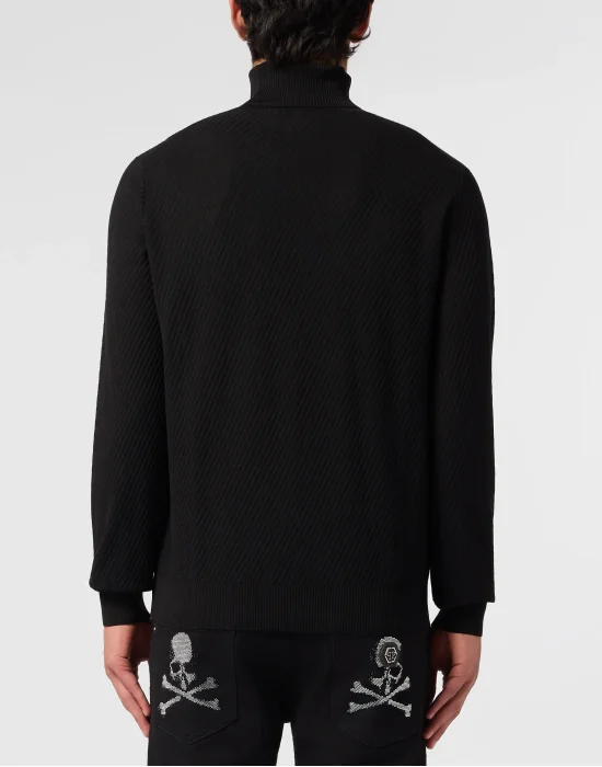 Knited Turtleneck Pullover Wool Silk Blend