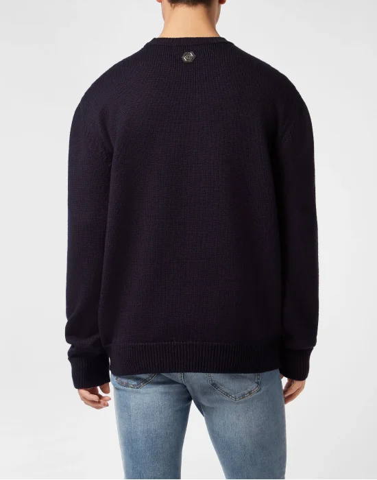 Round Neck Knitted Pullover Reception Teddy