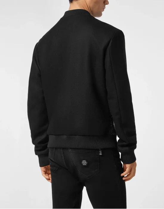 Wool Bomber With Transparent Strass