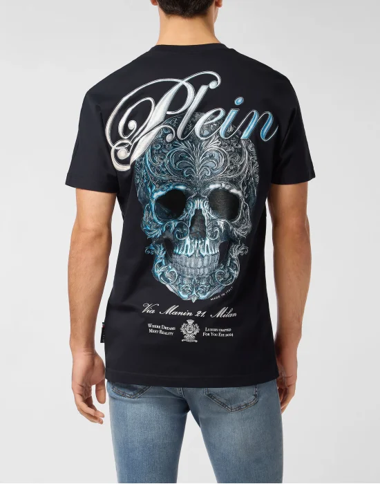 Round Neck T-Shirt Gradient Skull